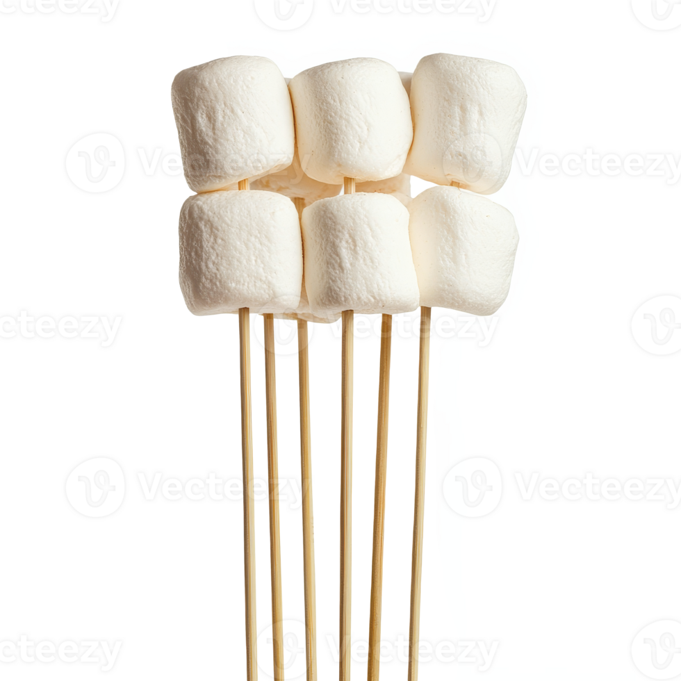 Skewered marshmallows ready for roasting over fire png