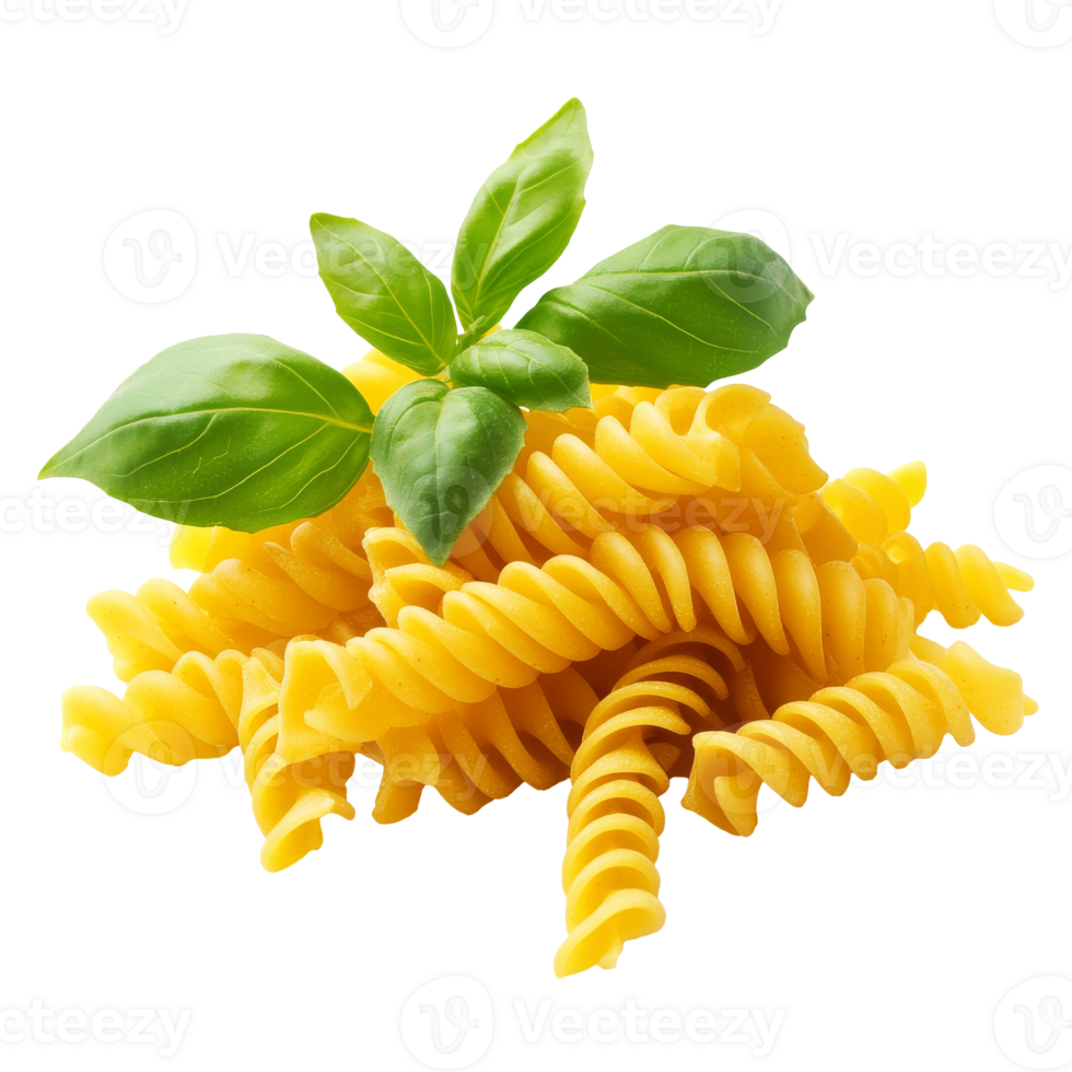 Pasta with basil on white background png
