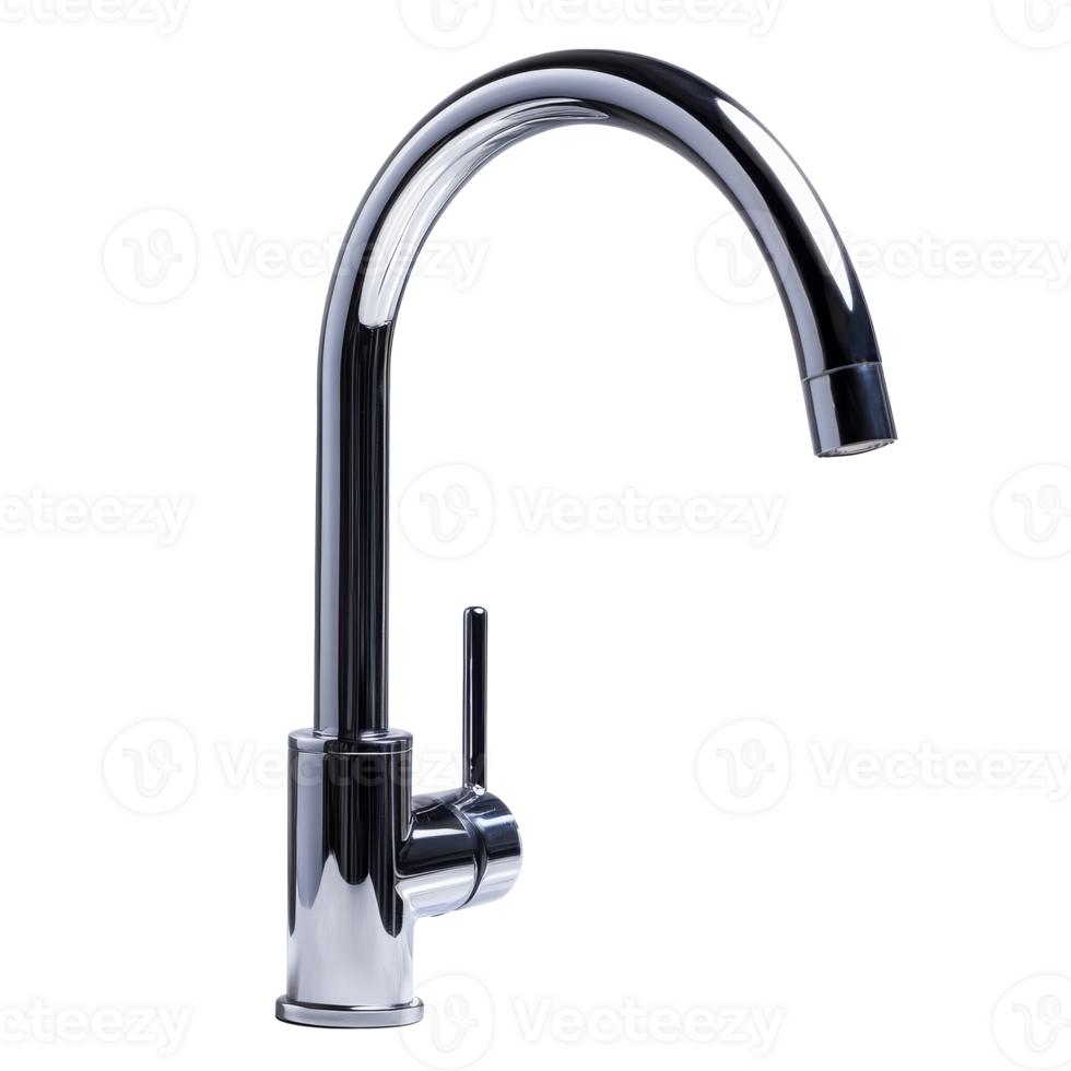 Modern chrome kitchen faucet with sleek design png