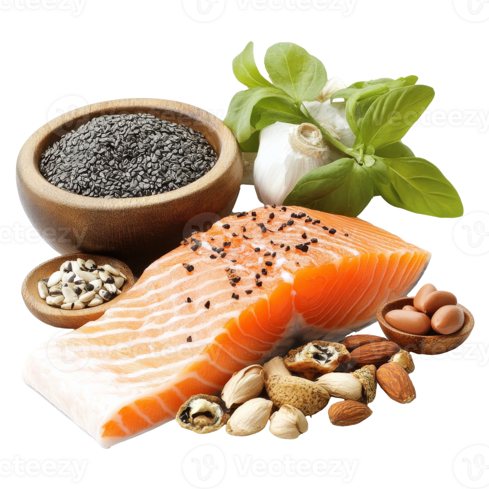 Salmon fillet with nuts and herbs png