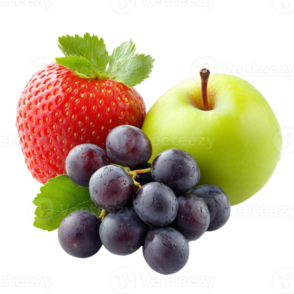 Mixed fresh fruits on display with vibrant colors png
