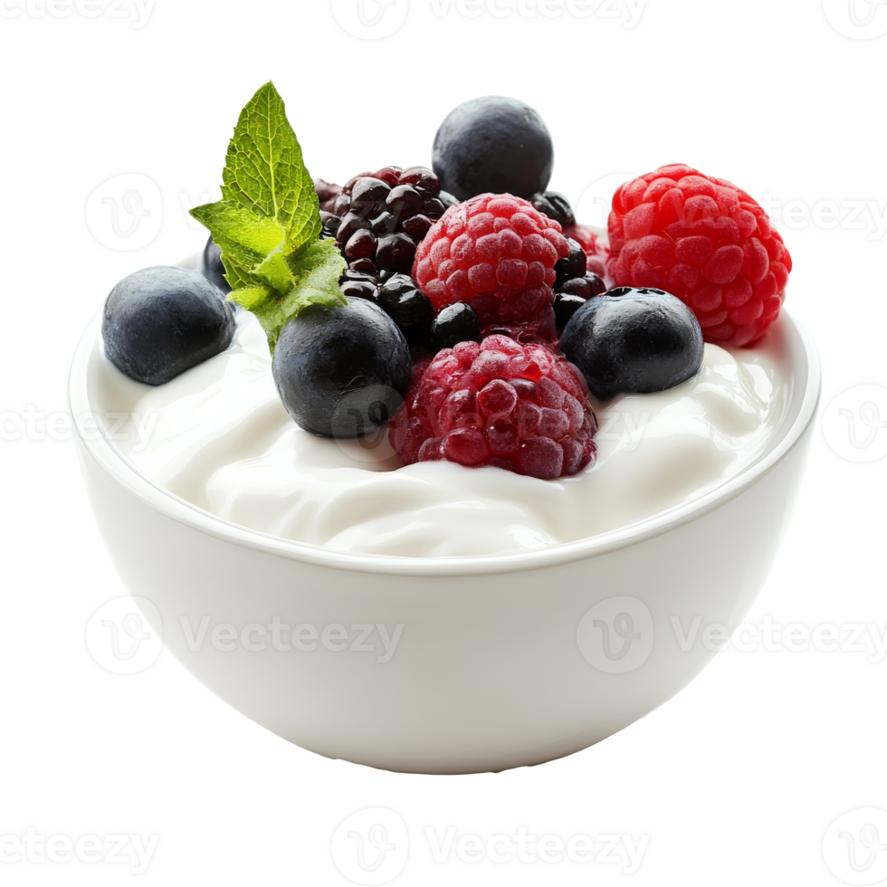 Yogurt with berries and mint png