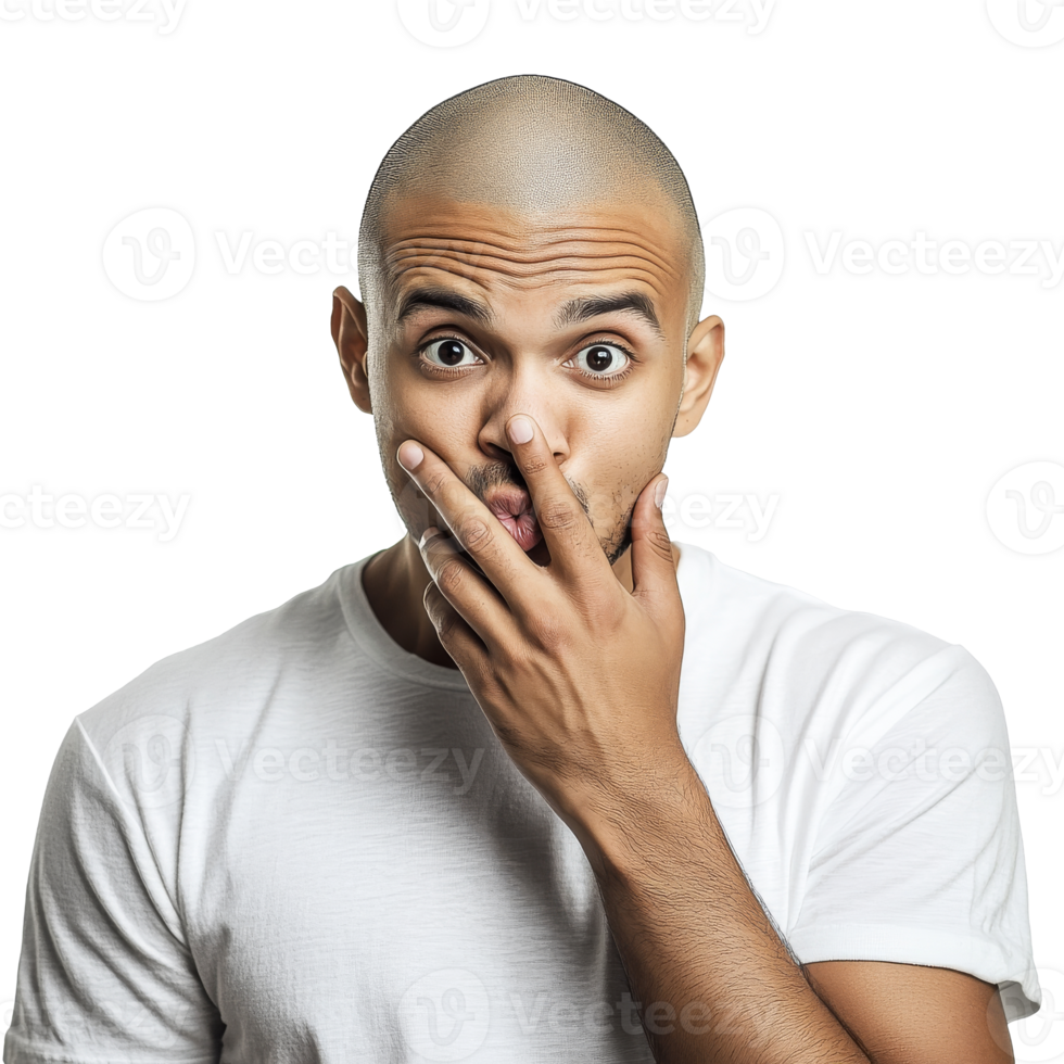 Man in casual wear looks surprised png