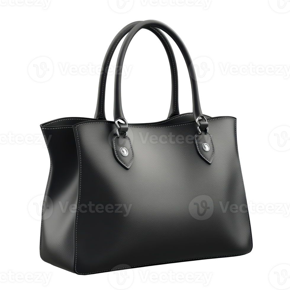 Sleek black tote bag with elegant design png