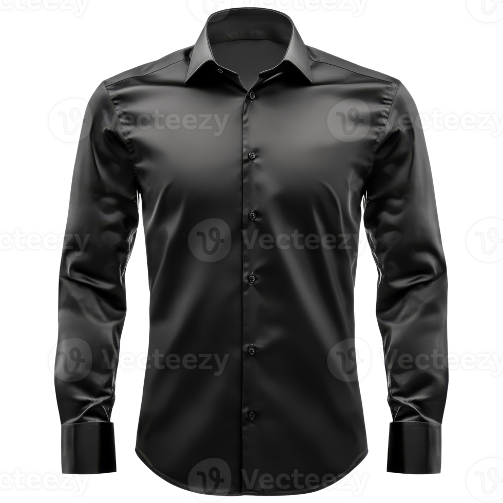 Chic black long sleeve formal shirt png