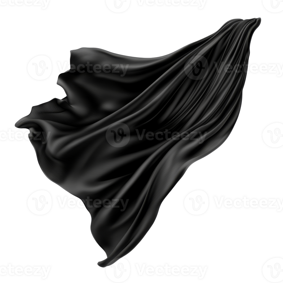 Dark fabric billowing gracefully in the air png