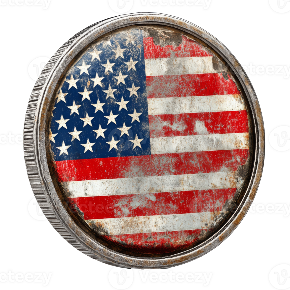 Coin featuring a vintage American flag design png
