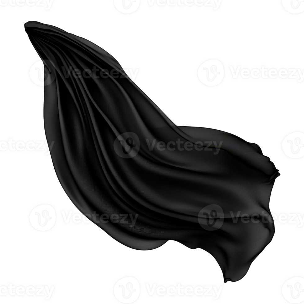 Flowing black fabric drapes gracefully in motion png