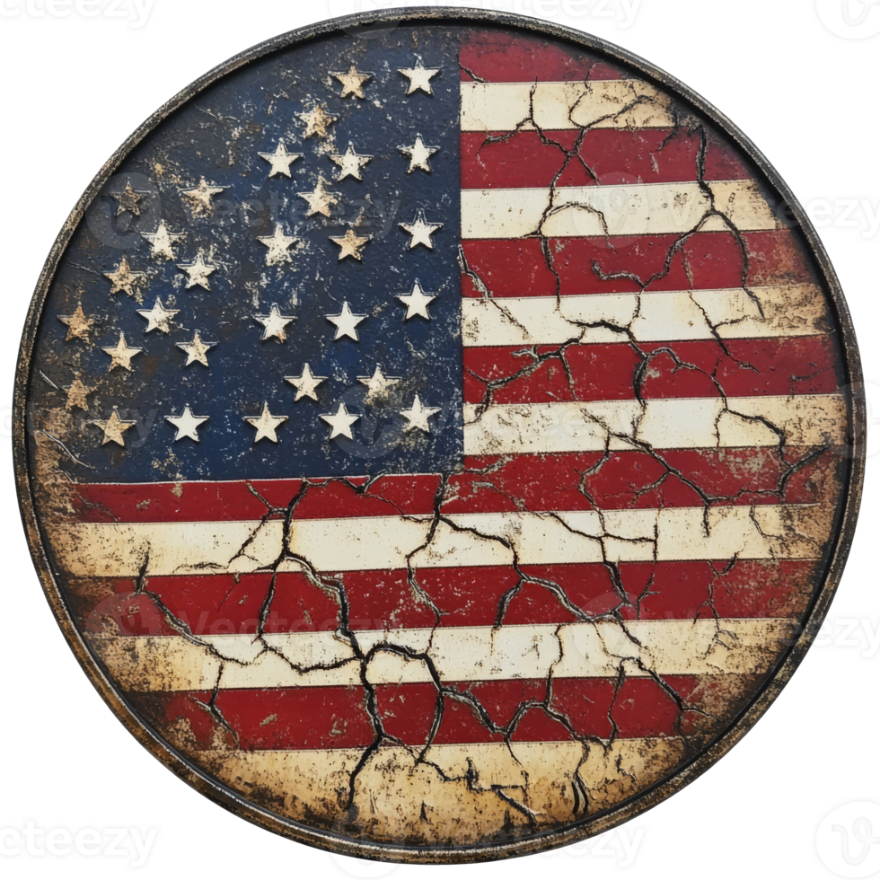 Distressed vintage American flag displayed png