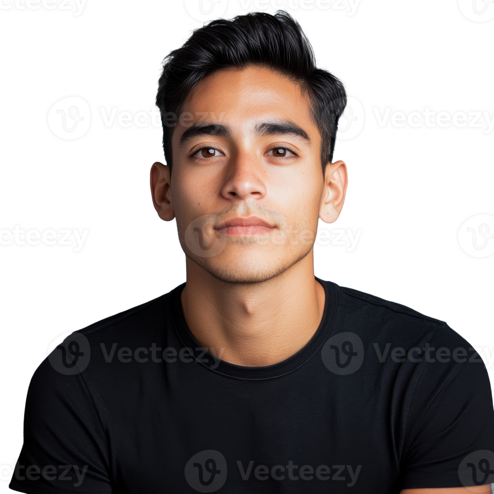 Dark haired young man in a black tee png