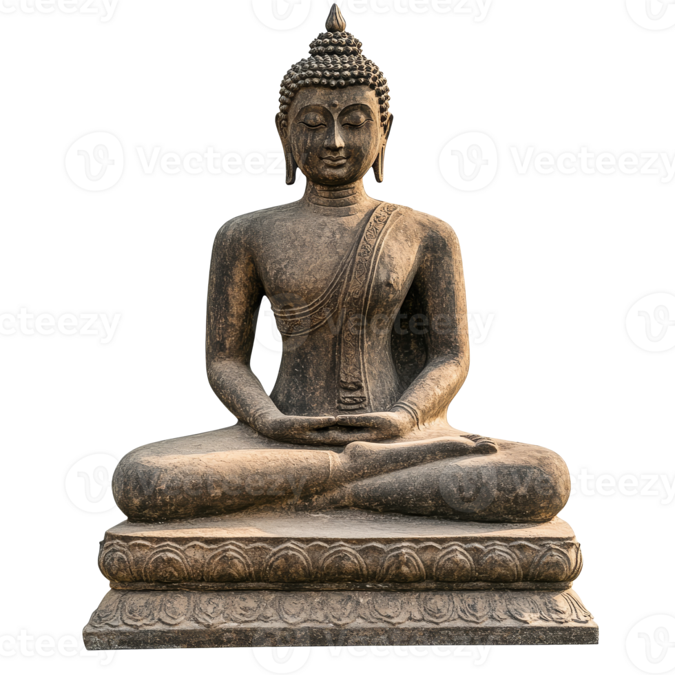 Stone Buddha statue in serene pose png