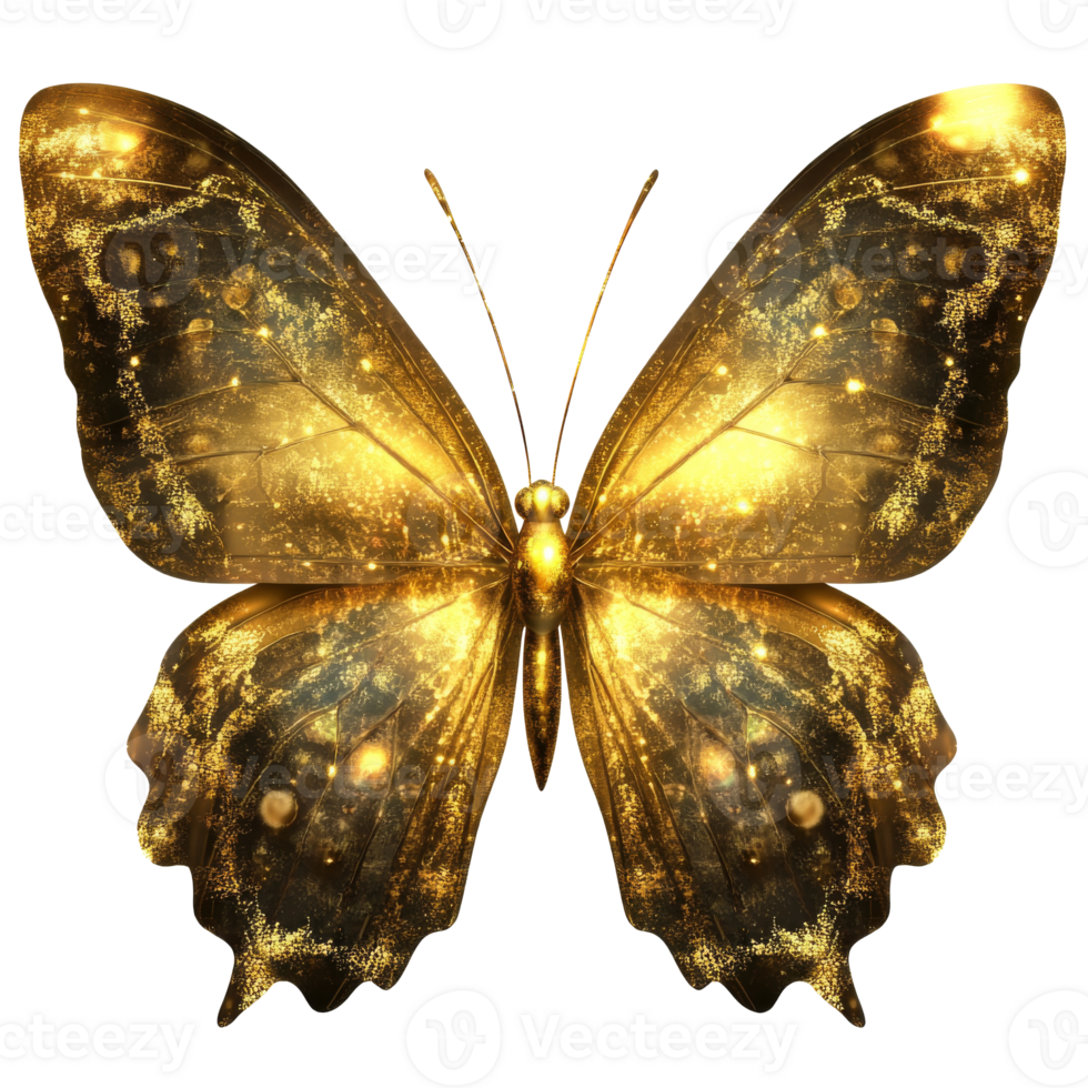 Glittering golden butterfly on display png