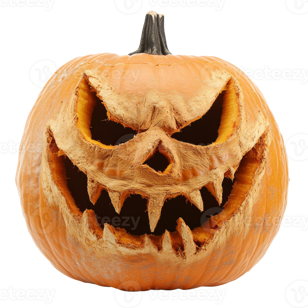 Spooky pumpkin with sharp teeth for Halloween png