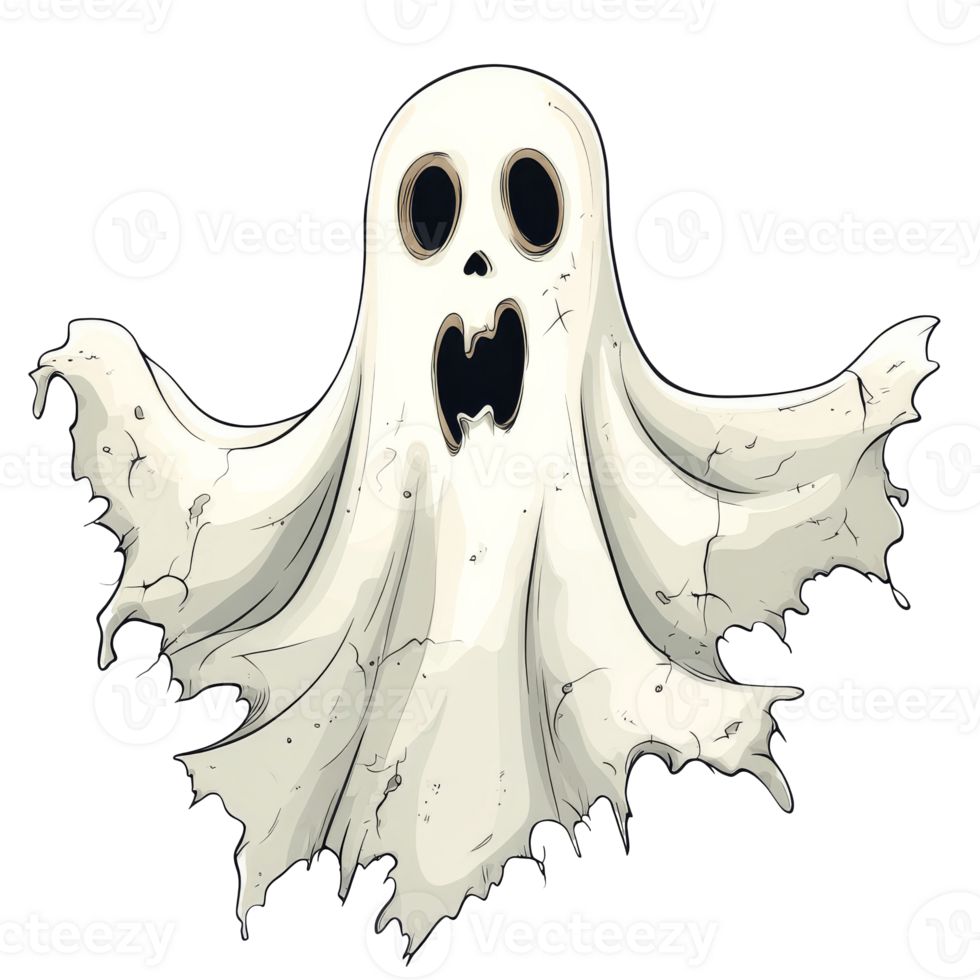 Floating ghost in space, tattered edges png
