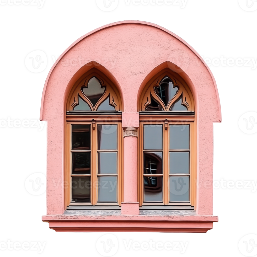 Elegant pink arched window design png
