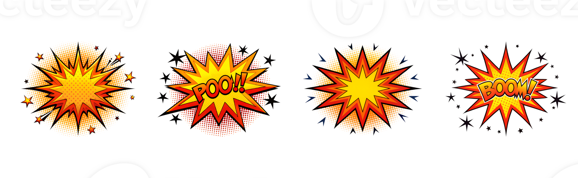 Colorful comic style explosion graphics for use png