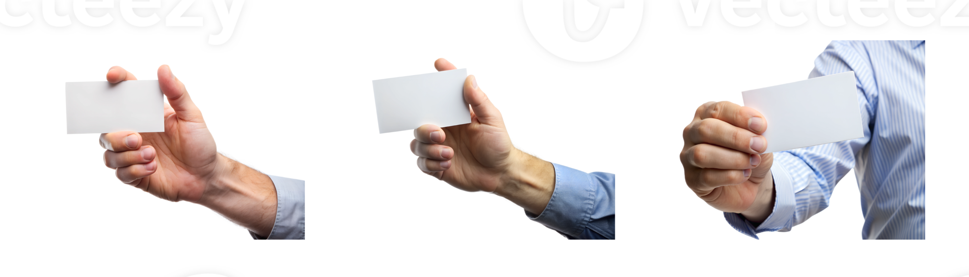 Hands holding blank cards in a neutral setting png