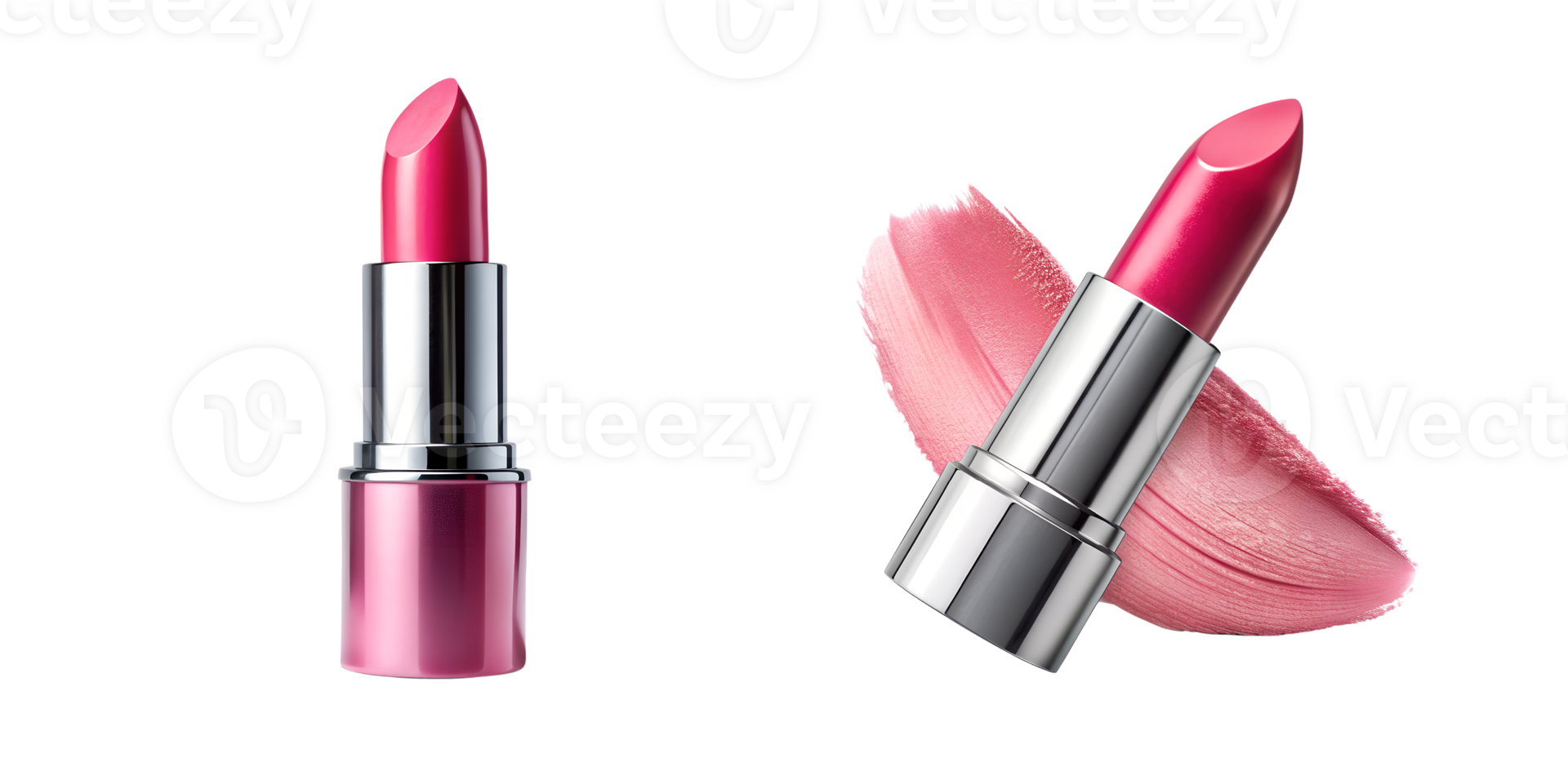 Bright pink lipstick and creamy swatch on canvas png
