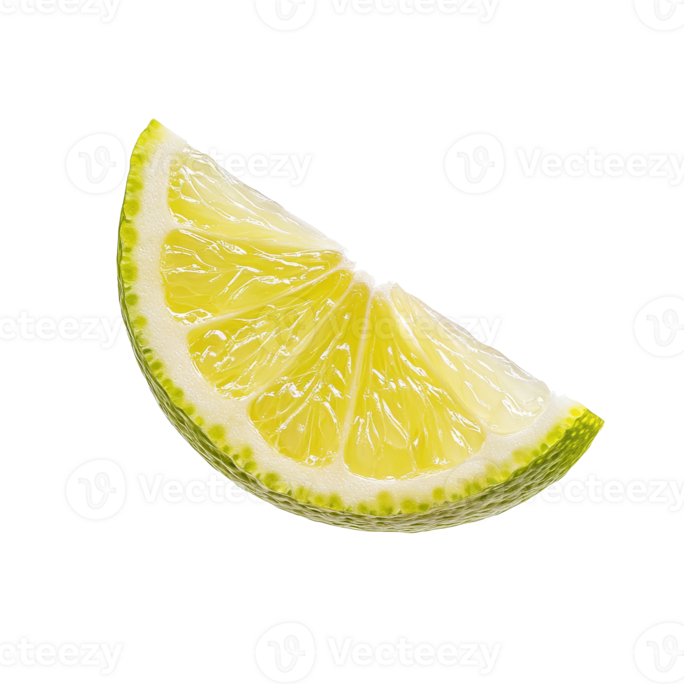 Fresh lemon wedge on a white background png