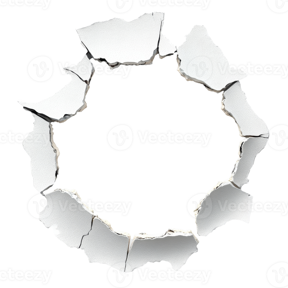 White circular hole with torn paper effect png