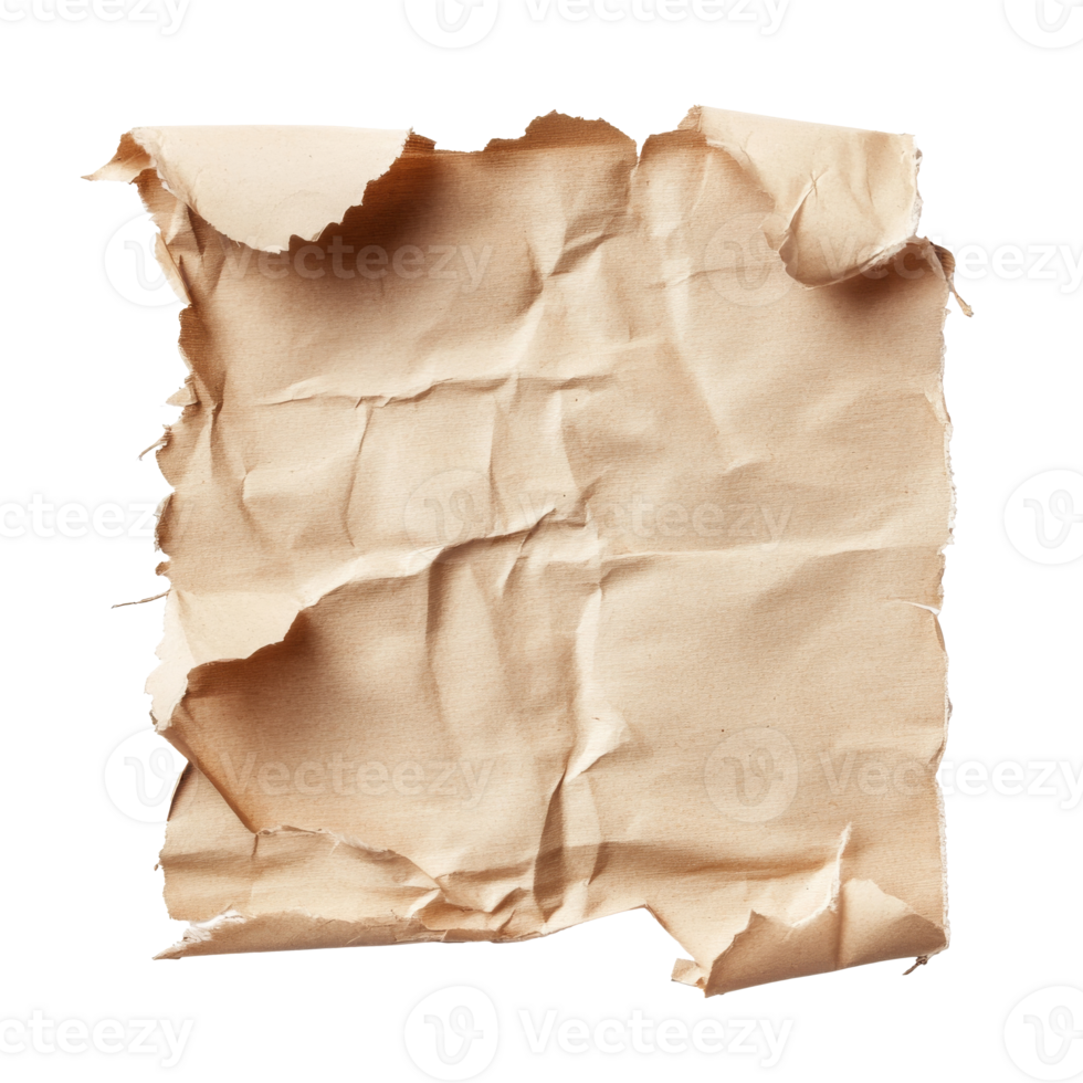 Crumpled brown paper lying on a flat surface png