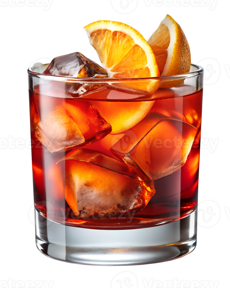 Enjoying a refreshing drink with ice and citrus png