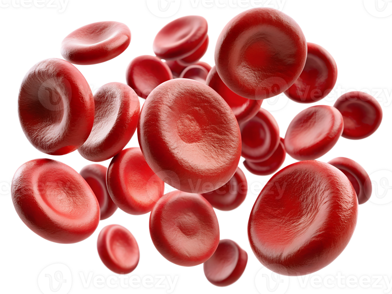 Red blood cells in motion within the bloodstream png