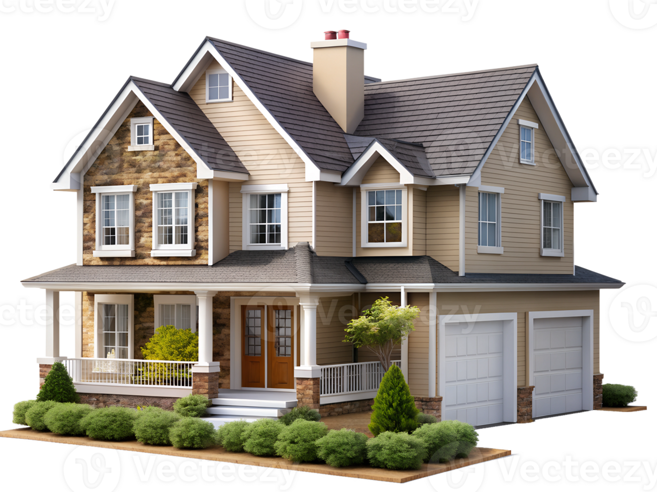 Charming two story house with garden png
