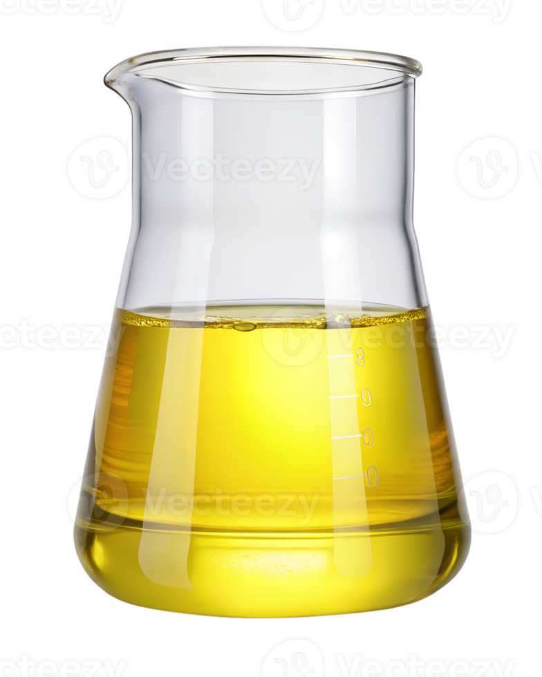 Clear beaker with yellow liquid png