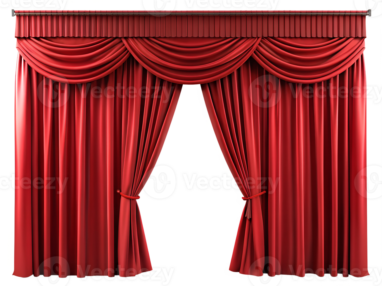 Elegant red curtains draped elegantly in a theater png