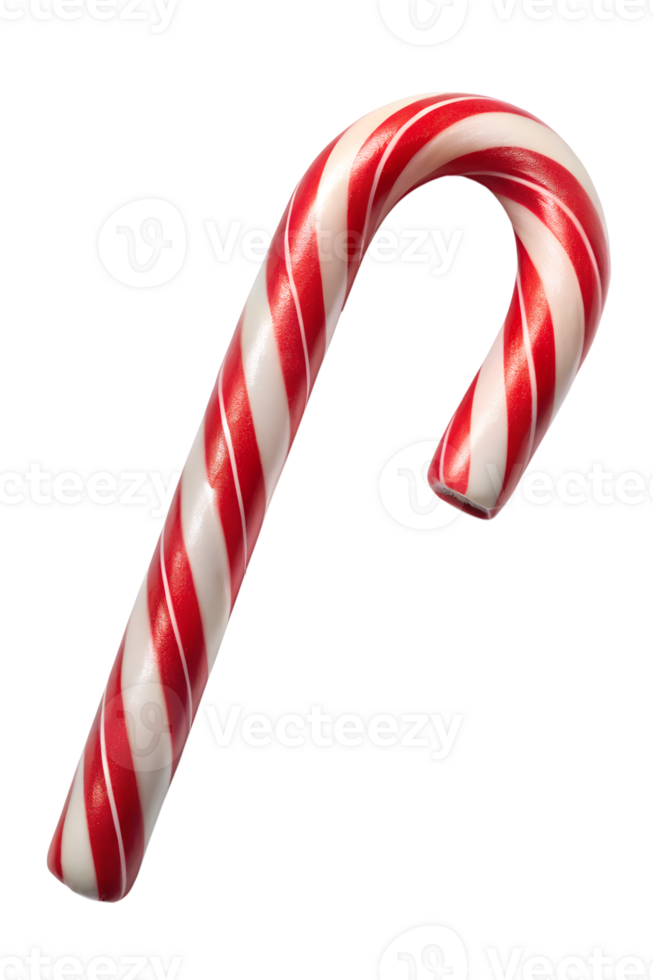 Festive candy cane in classic red and white colors png