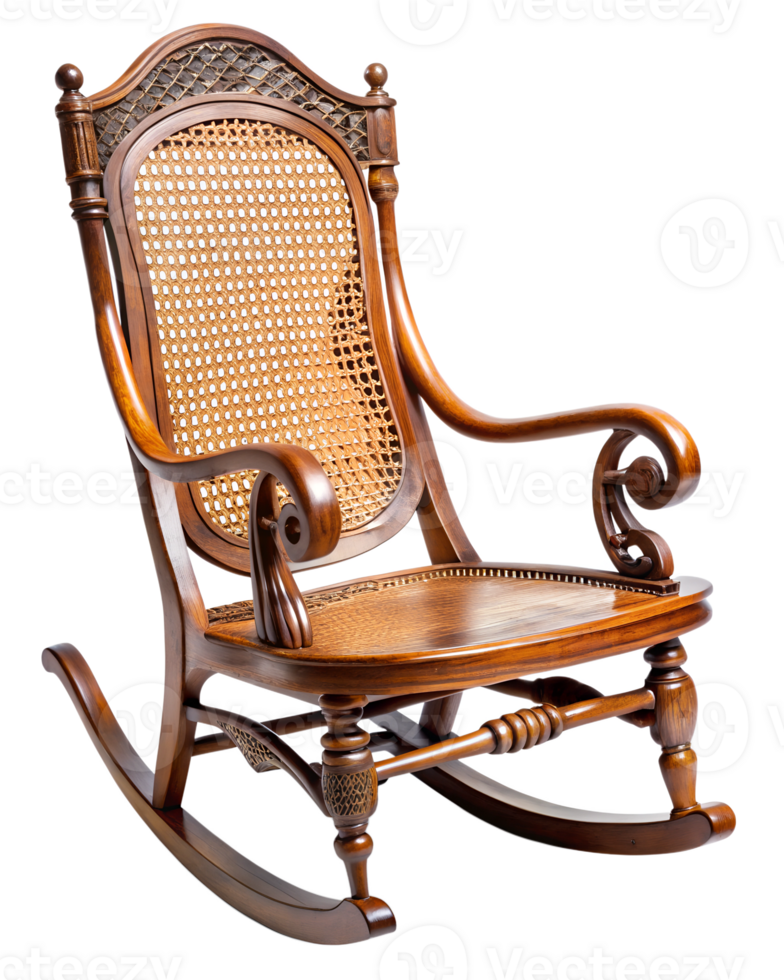 Intricate wooden rocking chair png