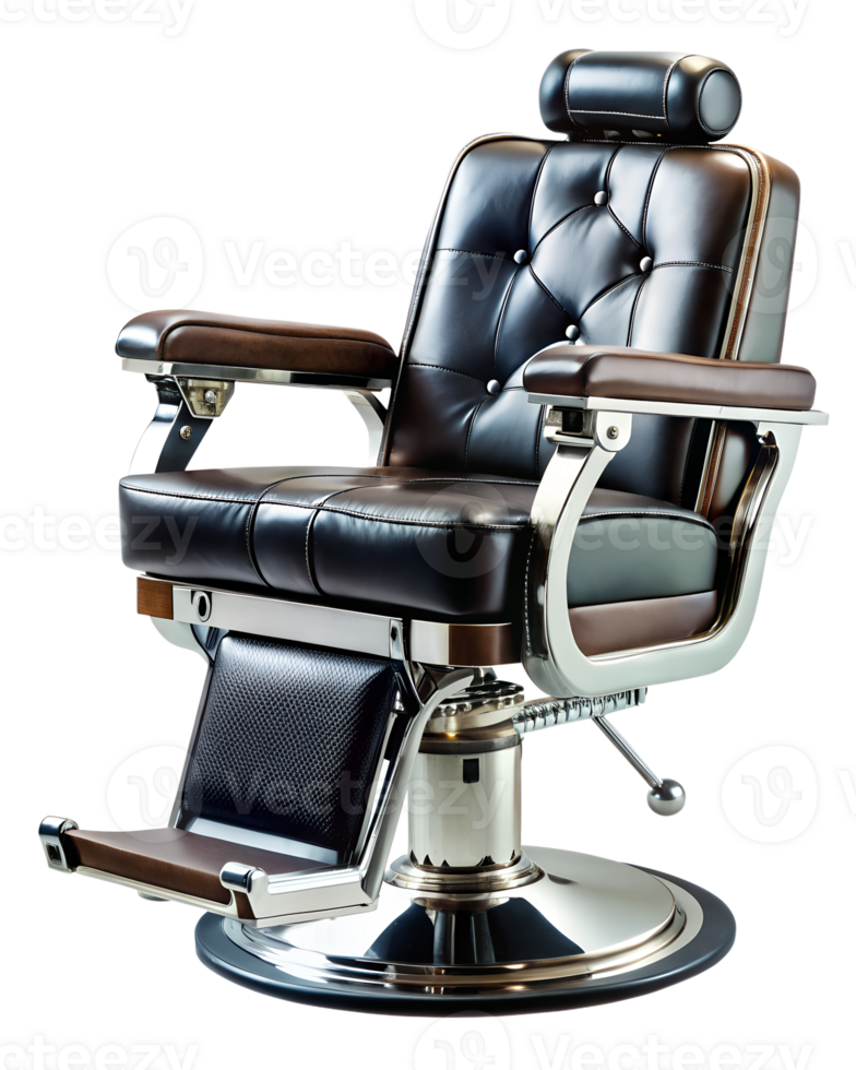 Elegant black and brown barber chair in a salon png
