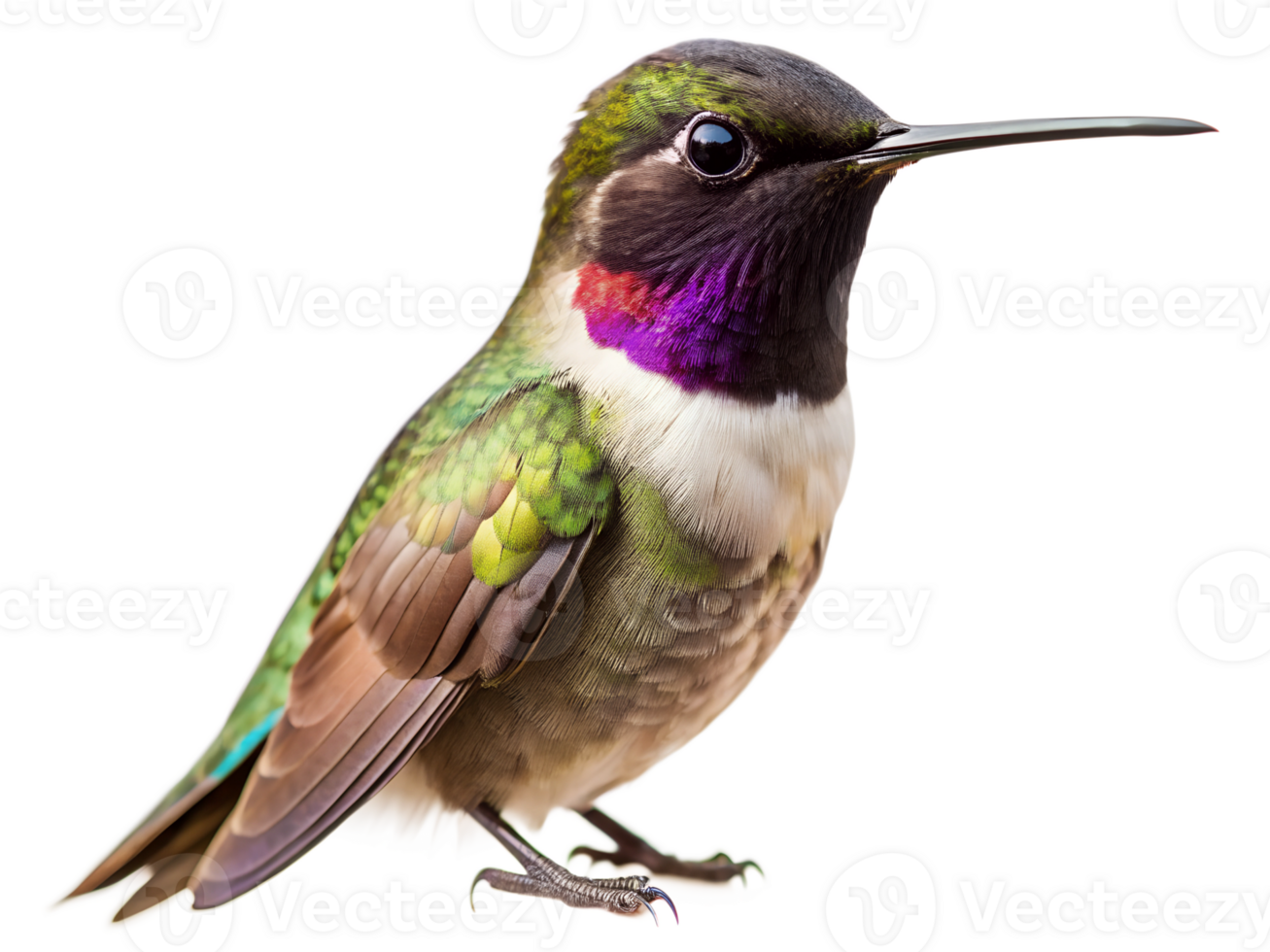 Colorful hummingbird perched with vibrant feathers png