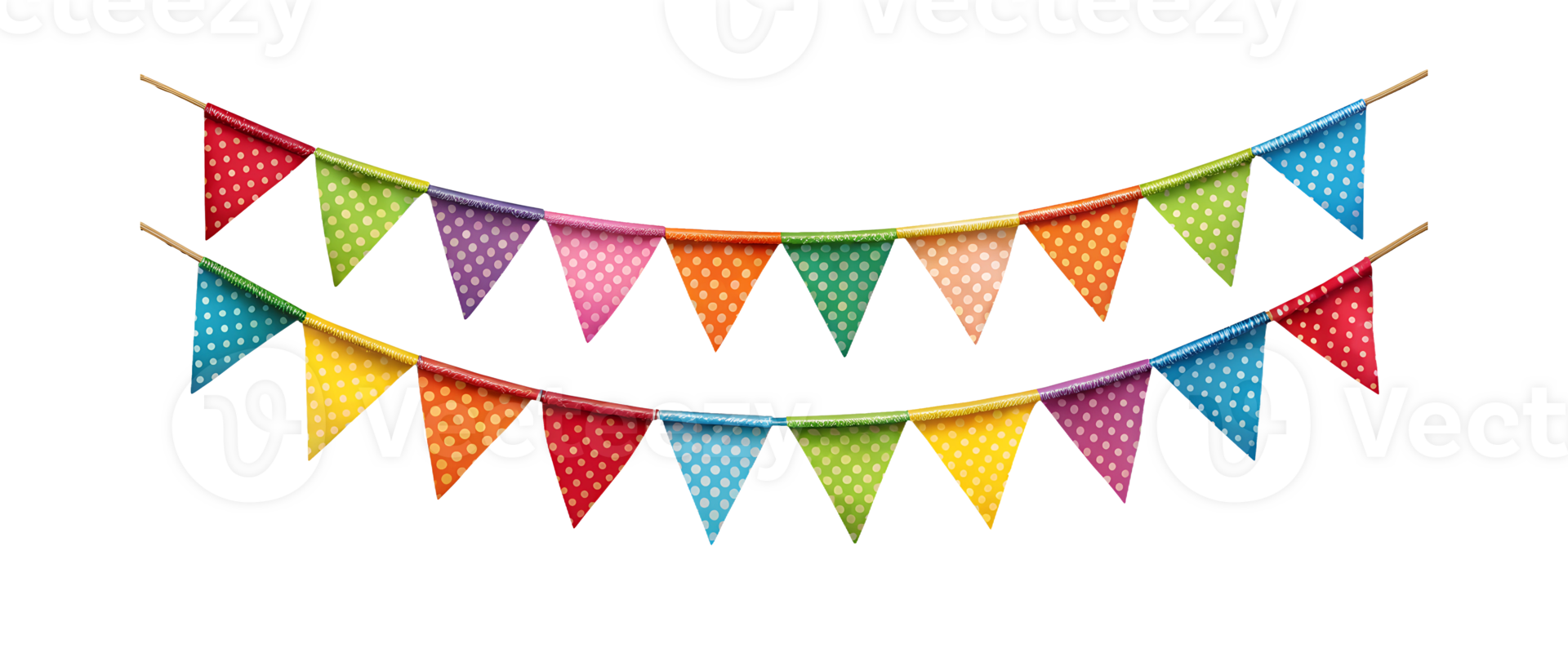 Festive colorful polka dot bunting png