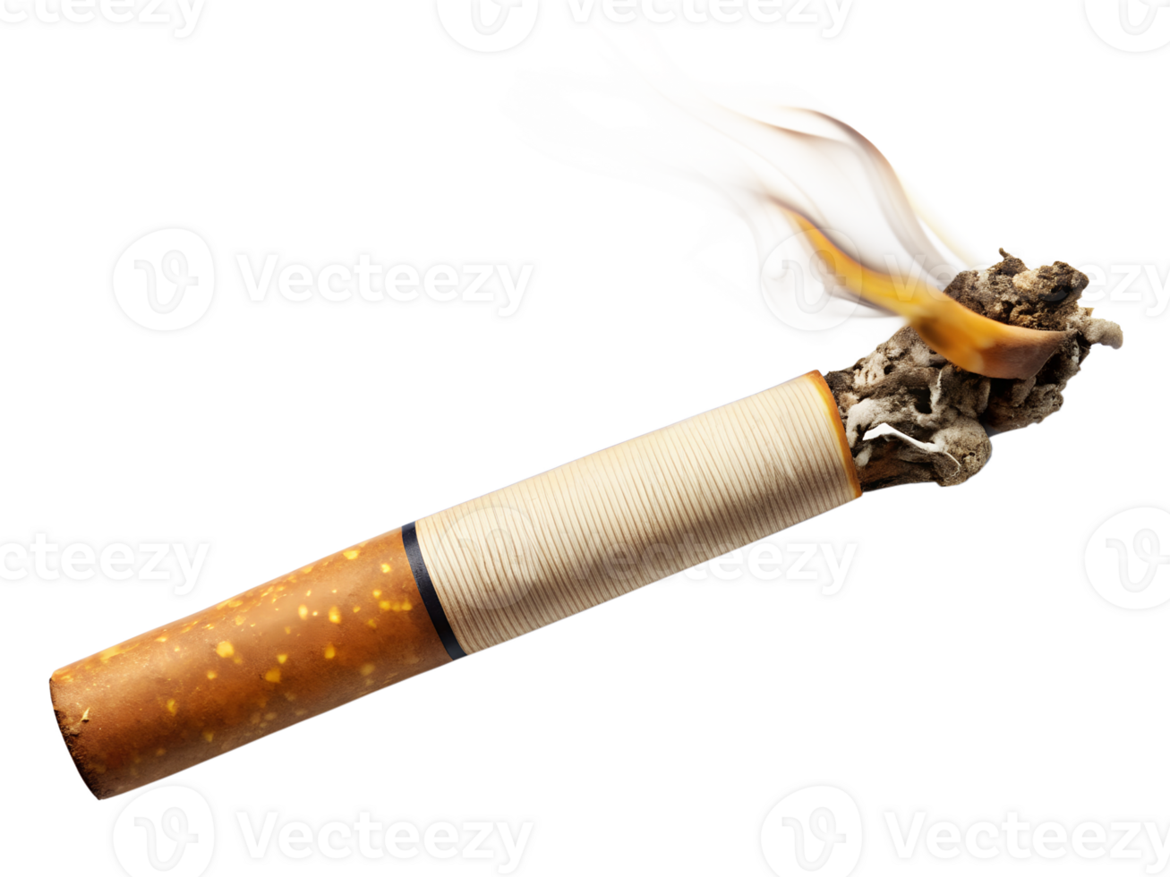 Close up of a burning cigarette with smoke rising png