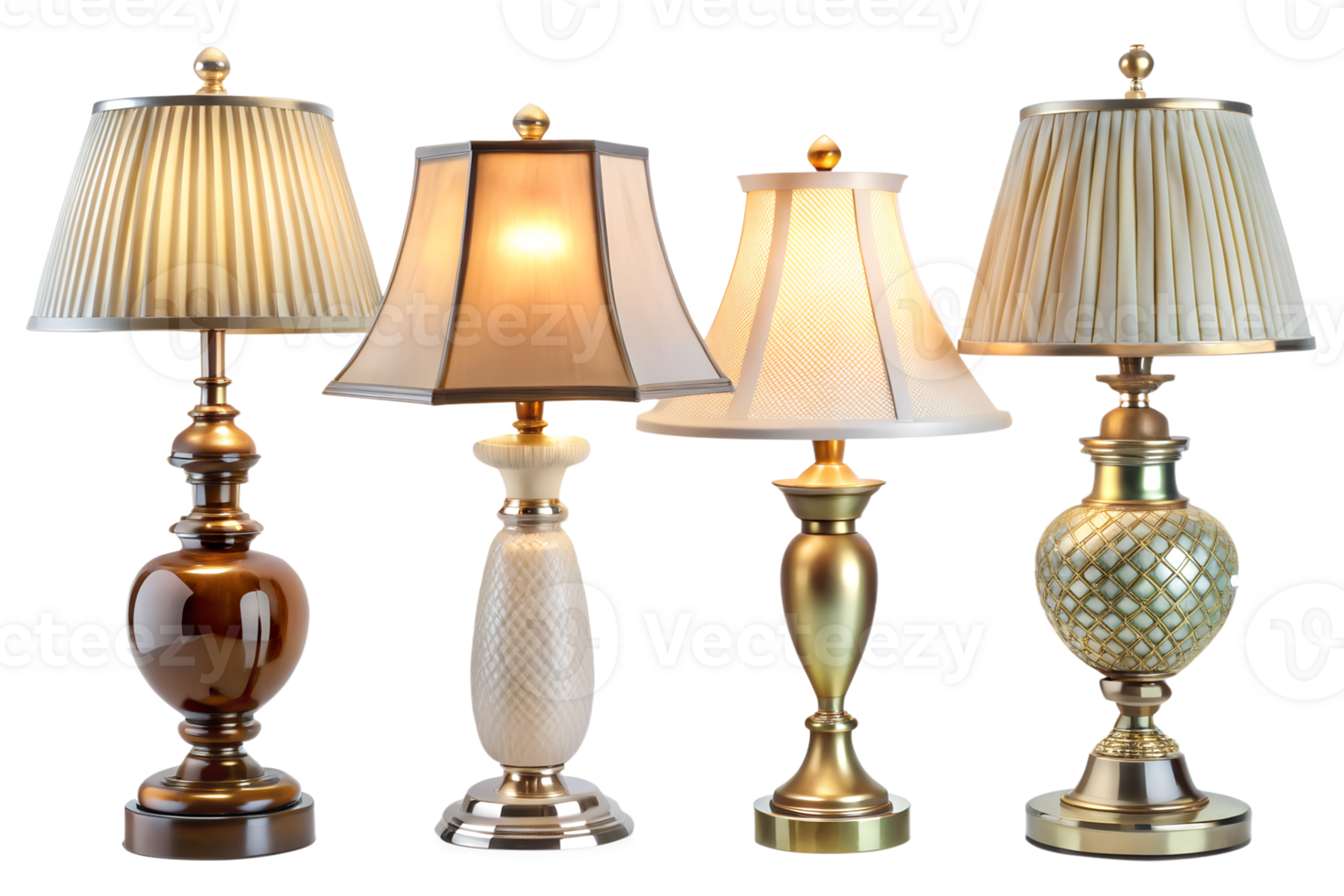 Elegant table lamps in various designs and colors png