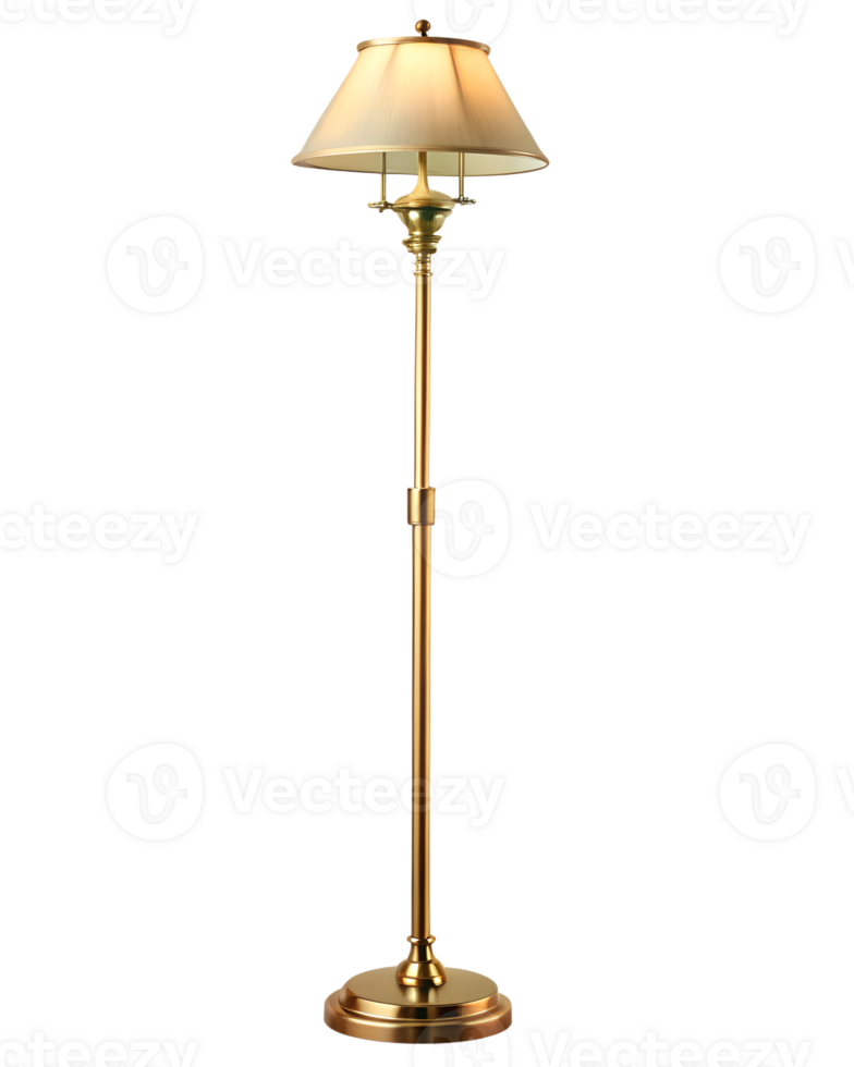 Elegant brass floor lamp with simple shade png