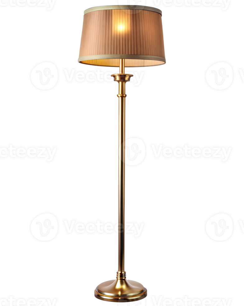 Gold floor lamp with pleated shade png