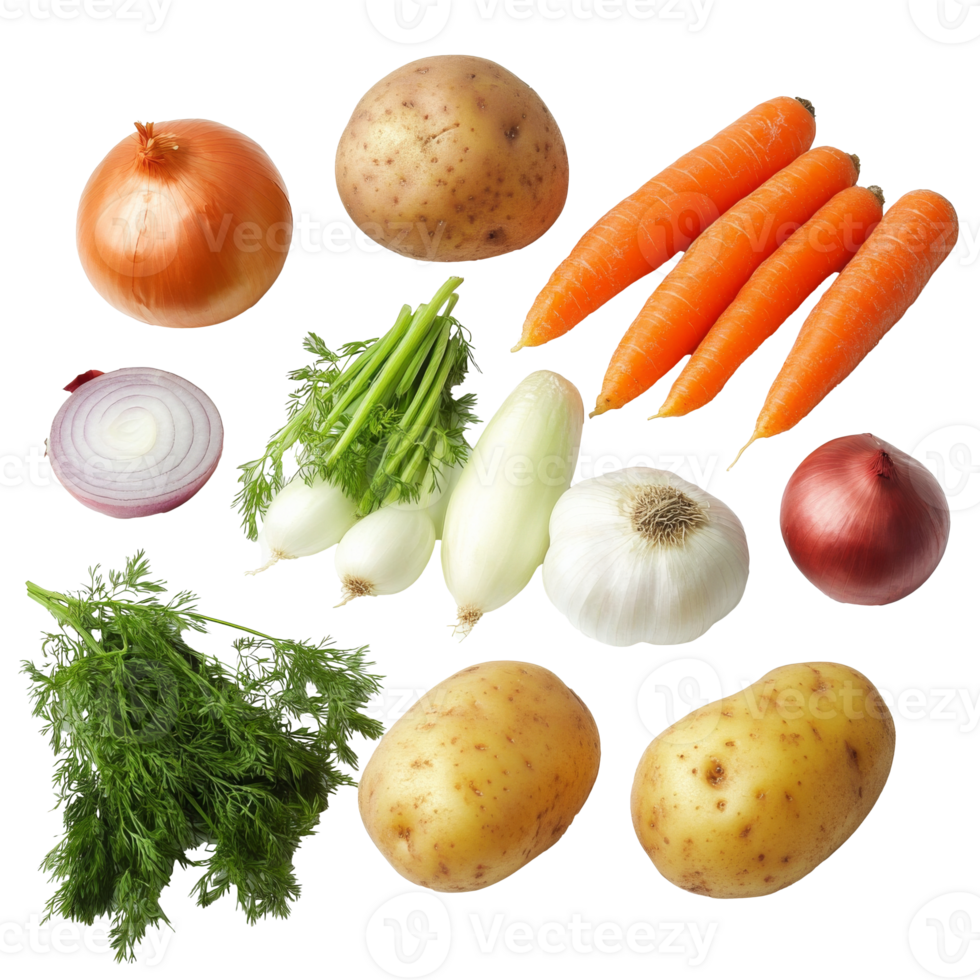Gathered fresh carrots, potatoes, onions png