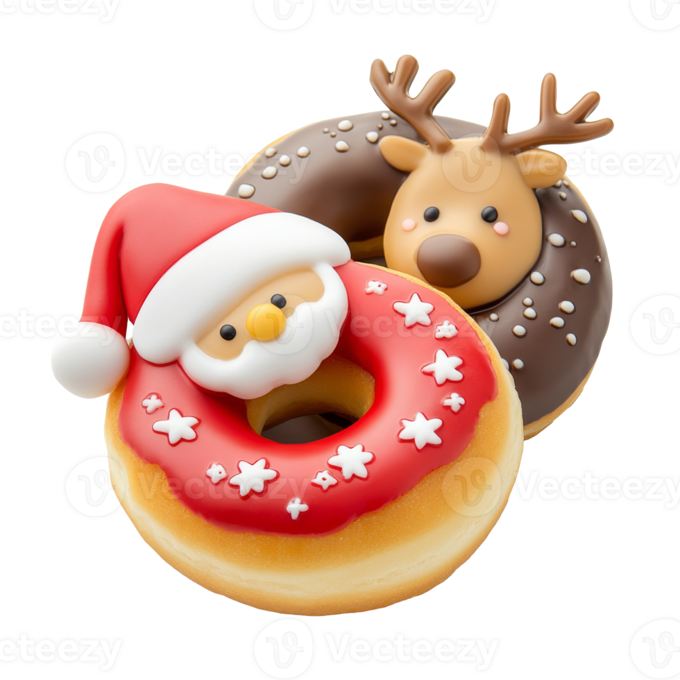 Holiday donuts with Santa and reindeer png