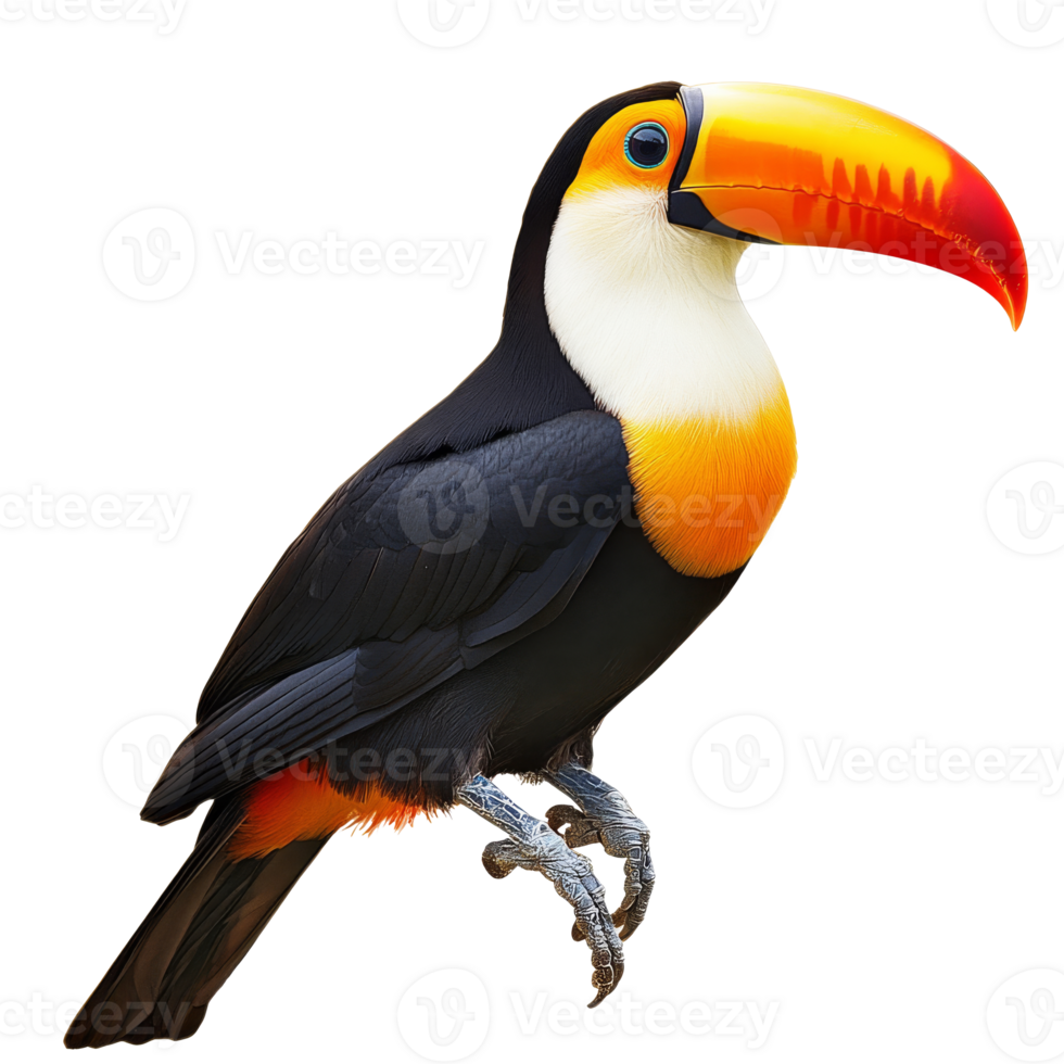 Colorful toucan perches on a branch in nature png