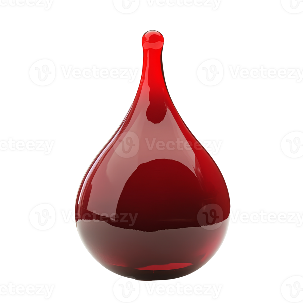 Elegant glass droplet vase in deep red color png