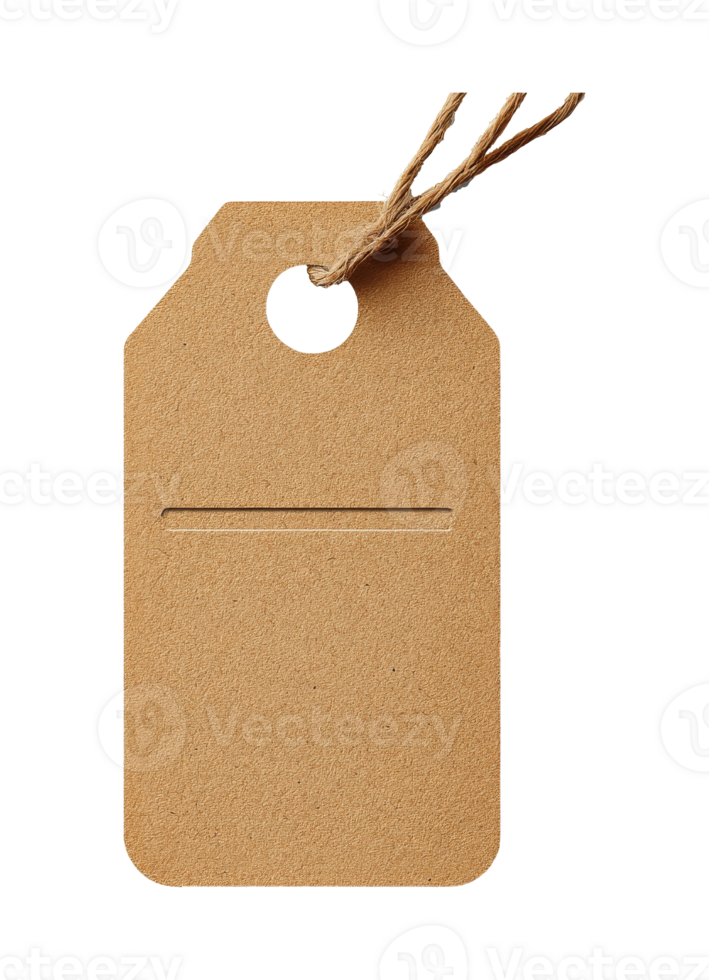 Plain brown tag with string hanging down png