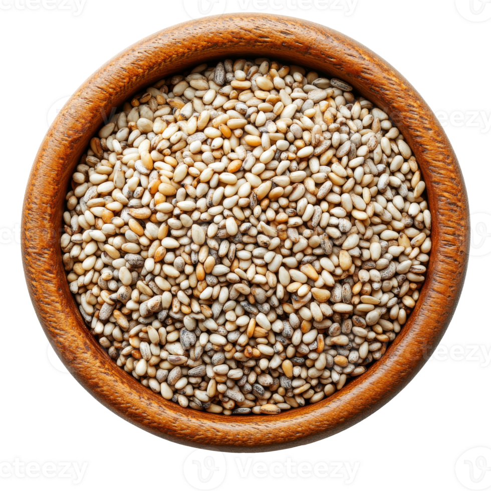 Assorted sesame seeds in a bowl png