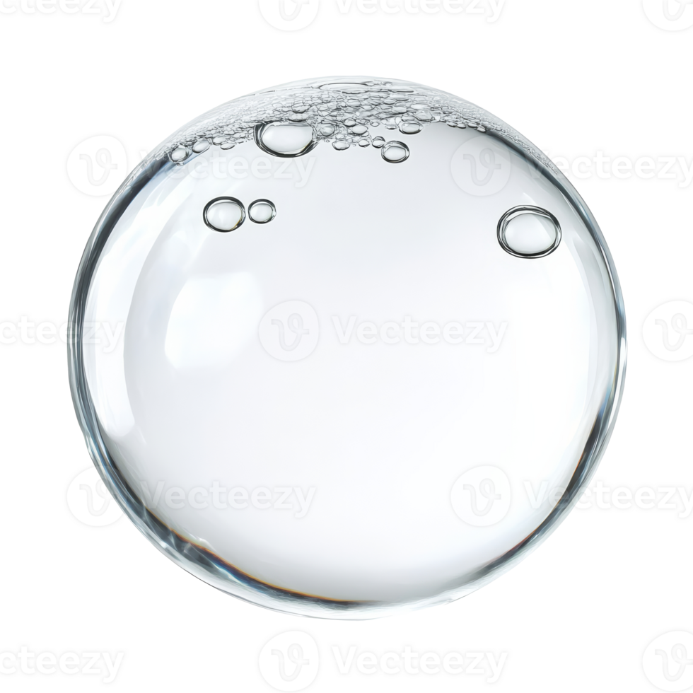 Glass orb filled with air bubbles in clear liquid png