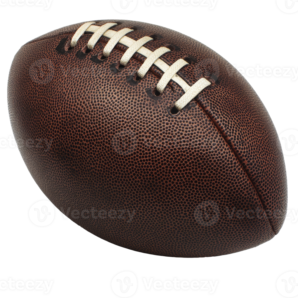 Classic brown football resting on a clean surface png