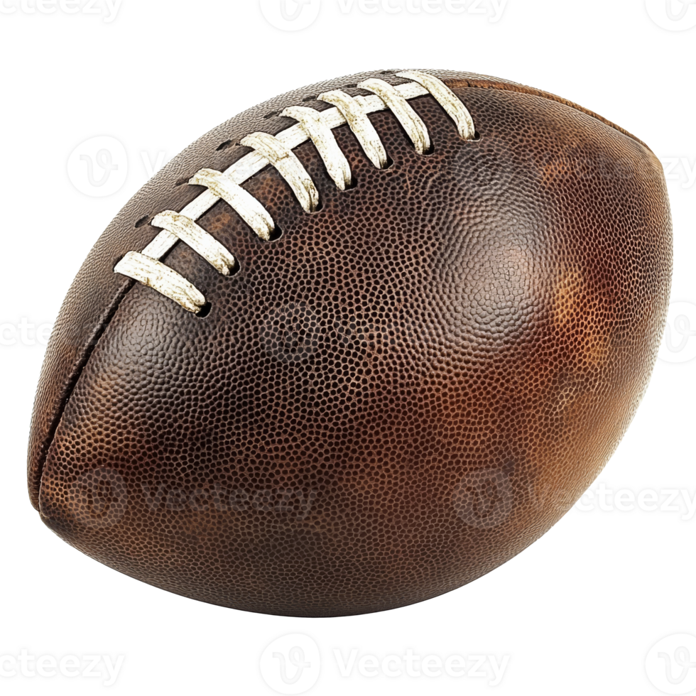 Brown leather football on white background png