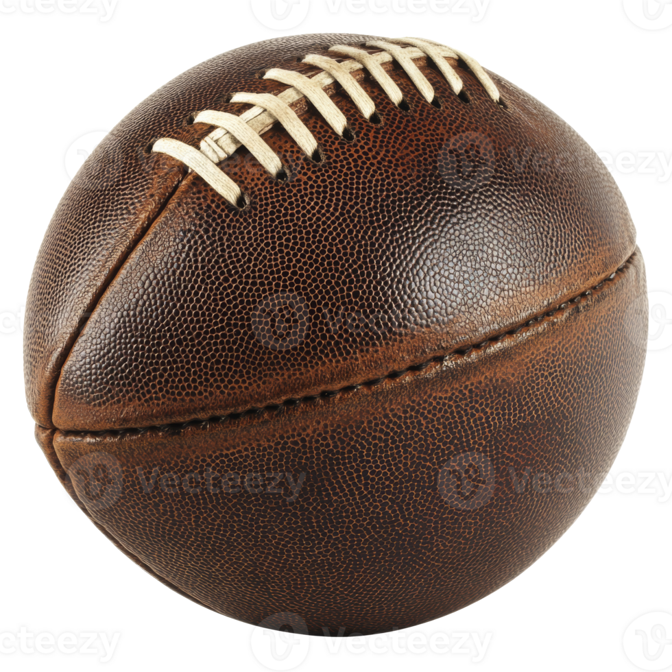 Vintage leather football resting on a surface png