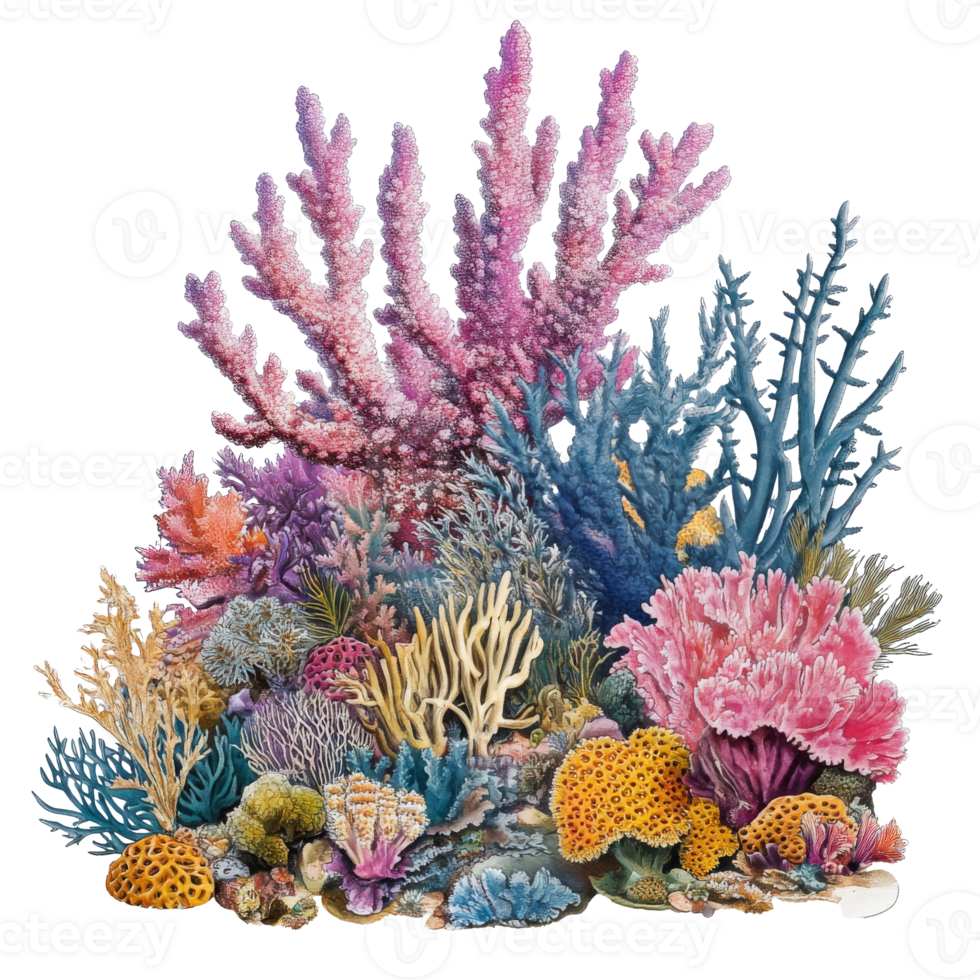 Vibrant, diverse coral reef textures png